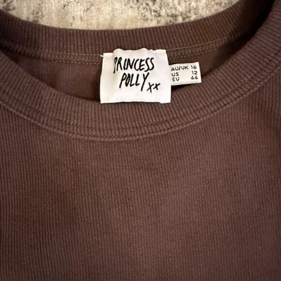 PRINCESS POLLY Brown Ribbed Bodycon Dress - Picture 2 of 4